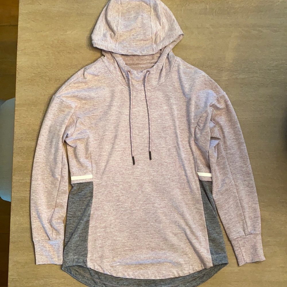Pink and Gray Heathered Hooded Sweatshirt